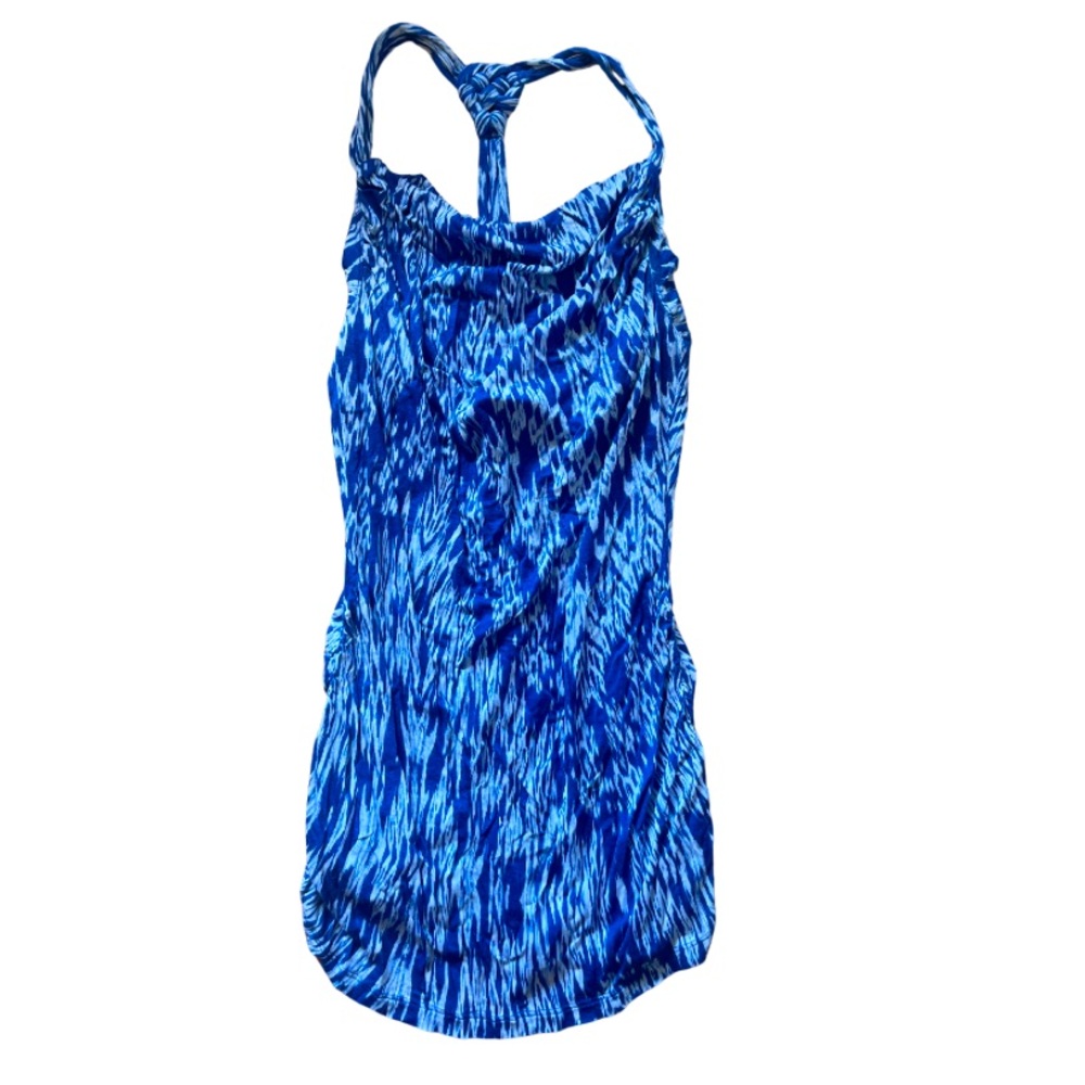 Banana Republic Racerback Blue and White Pattern Tank Top with Built In Bra